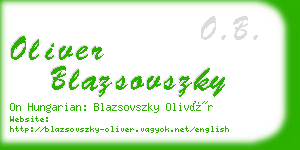 oliver blazsovszky business card